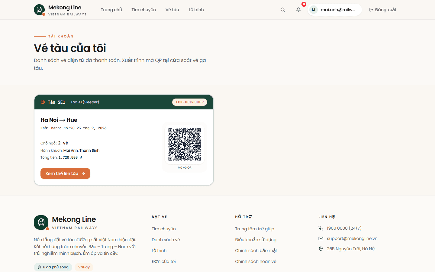 E-ticket — QR boarding pass
