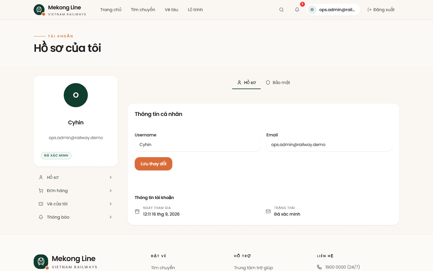 Account — profile & security
