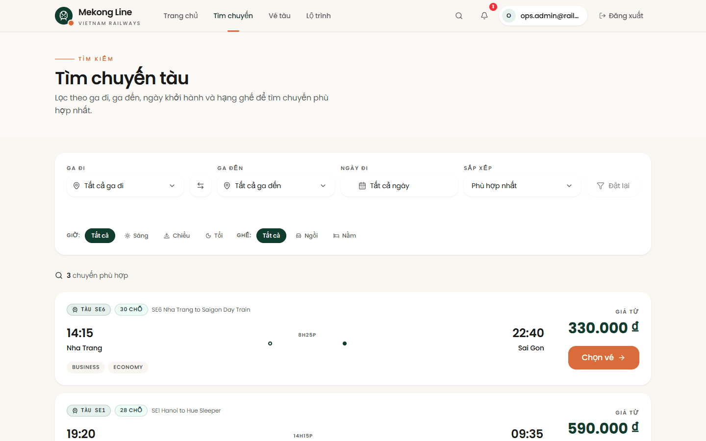 Seat Board — Realtime Trip List