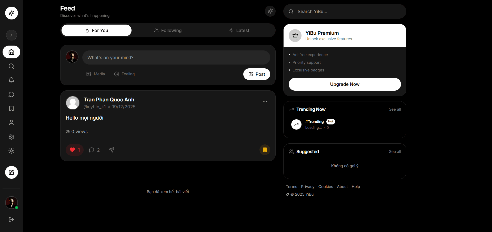 Dark Feed — Social Layout Prototype